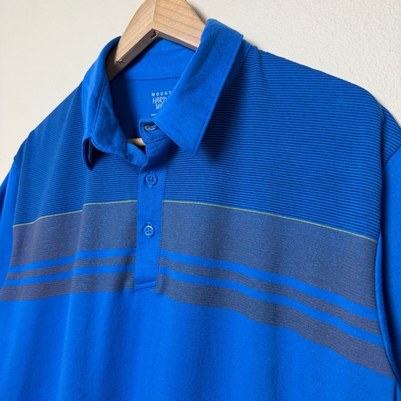 Mountain Hardware Polo Blue with Stripes Cotton Blend Short Sleeve- Large - Picture 4 of 6